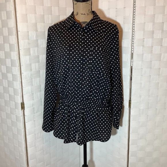 notations black polka dot blouse size medium - Picture 1 of 8